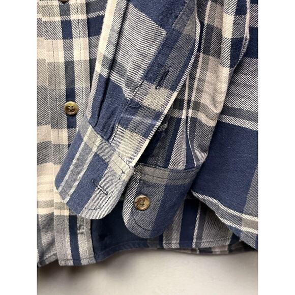 Chaps‎ Brushed Flannel Shirt Mens Large Blue Plaid button front Casual - Picture 7 of 8